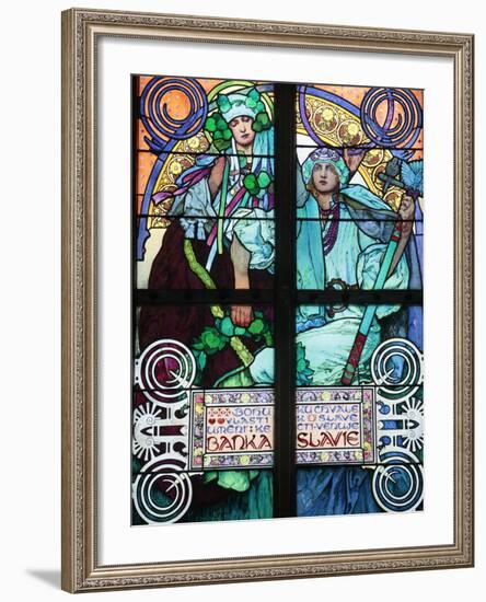 St Vitus's Cathedral, Stained Glass of St Cyril and Methodius, Alfons Mucha, Prague, Czech Republic-Godong-Framed Photographic Print