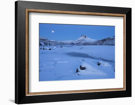 Stac Pollaidh at Dawn, with Frozen Loch Lurgainn in Foreground, Coigach, Wester Ross, Scotland, UK-Mark Hamblin-Framed Photographic Print