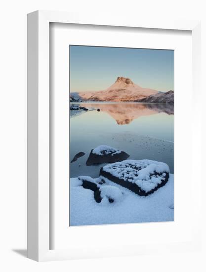 Stac Pollaidh at Dawn with Loch Lurgainn in Foreground, Coigach, Wester Ross, Scotland, UK-Mark Hamblin-Framed Photographic Print