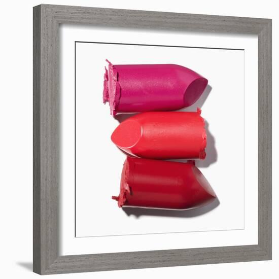 Stack of broken lipstick-Jack Miskell-Framed Photographic Print