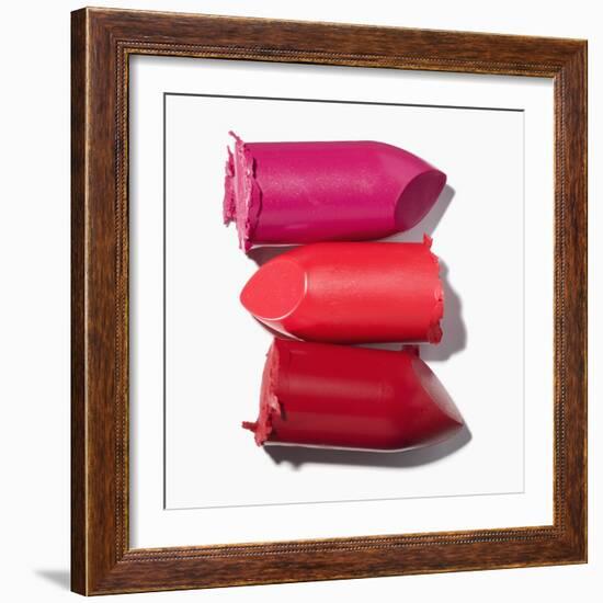 Stack of broken lipstick-Jack Miskell-Framed Photographic Print