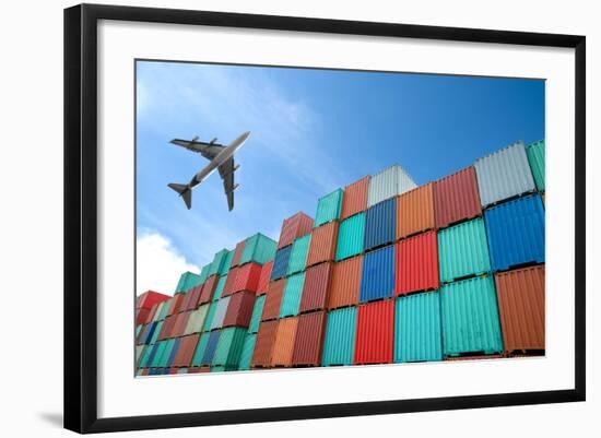 Stack of Cargo Containers at the Docks-Prasit Rodphan-Framed Photographic Print