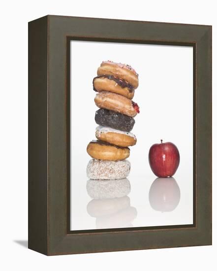 Stack of Donuts and One Apple-null-Framed Premier Image Canvas