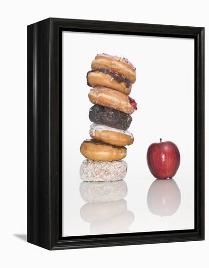 Stack of Donuts and One Apple-null-Framed Premier Image Canvas