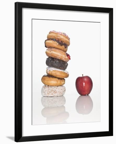 Stack of Donuts and One Apple-null-Framed Photographic Print