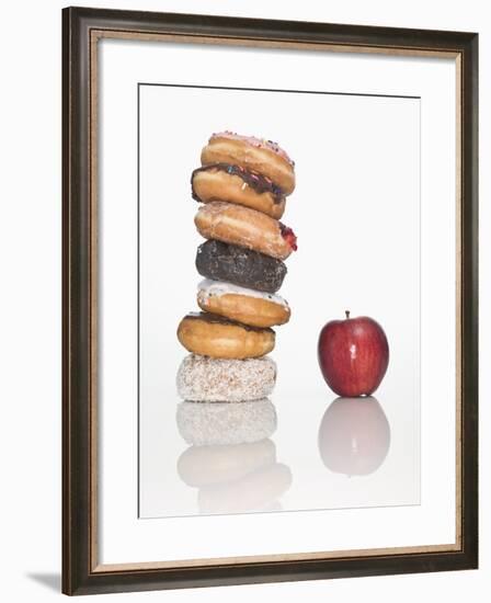 Stack of Donuts and One Apple-null-Framed Photographic Print