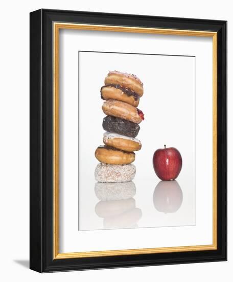 Stack of Donuts and One Apple-null-Framed Photographic Print