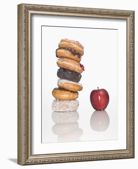 Stack of Donuts and One Apple-null-Framed Photographic Print