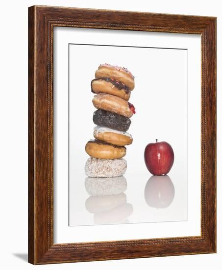 Stack of Donuts and One Apple-null-Framed Photographic Print