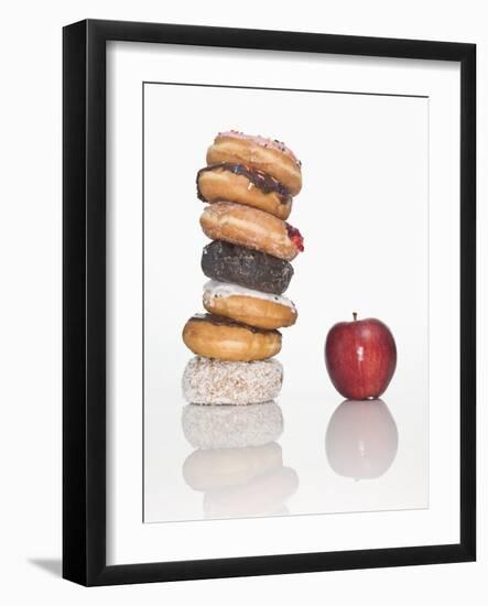 Stack of Donuts and One Apple-null-Framed Photographic Print