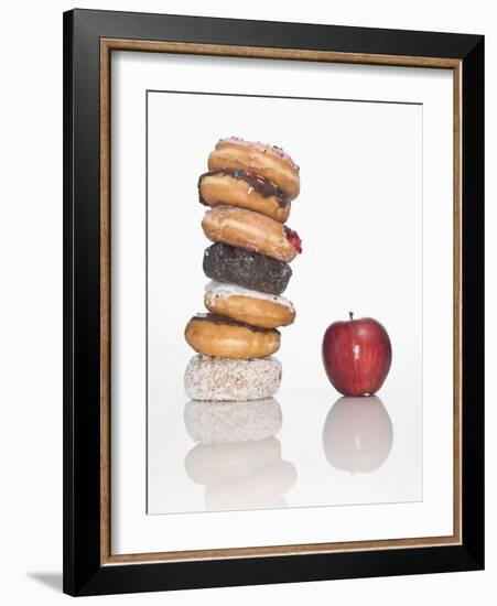 Stack of Donuts and One Apple-null-Framed Photographic Print