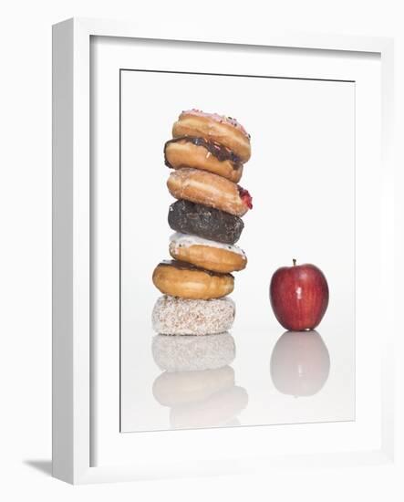 Stack of Donuts and One Apple-null-Framed Photographic Print