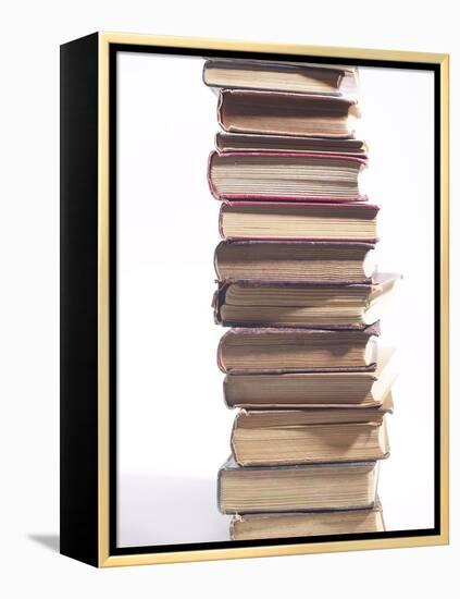 Stack of Old Hardcover Books-null-Framed Premier Image Canvas