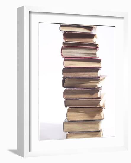 Stack of Old Hardcover Books-null-Framed Photographic Print