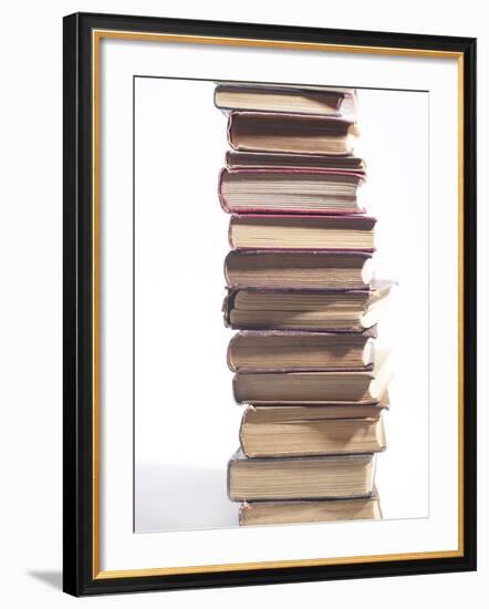 Stack of Old Hardcover Books-null-Framed Photographic Print