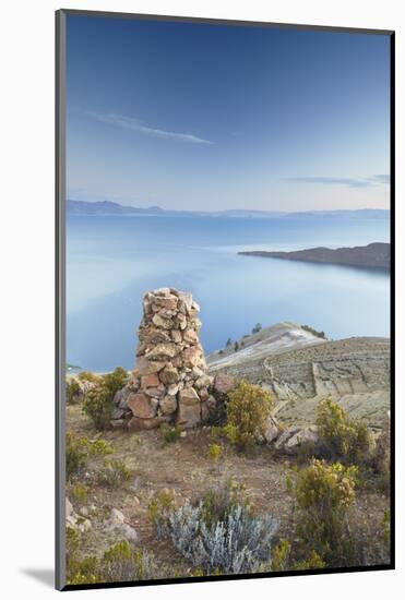 Stack of Prayer Stones on Isla del Sol (Island of the Sun), Lake Titicaca, Bolivia, South America-Ian Trower-Mounted Photographic Print