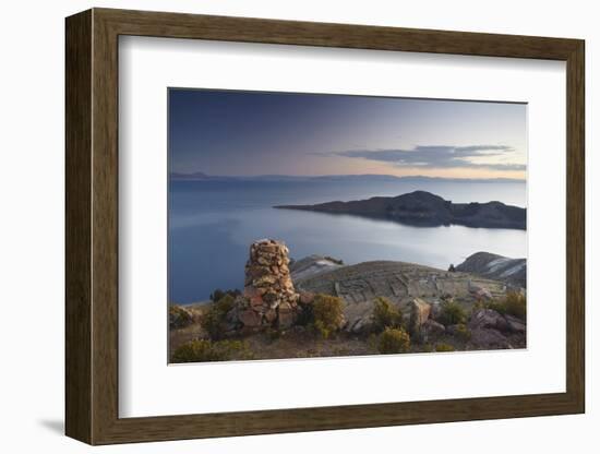 Stack of Prayer Stones on Isla del Sol (Island of the Sun), Lake Titicaca, Bolivia, South America-Ian Trower-Framed Photographic Print