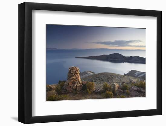 Stack of Prayer Stones on Isla del Sol (Island of the Sun), Lake Titicaca, Bolivia, South America-Ian Trower-Framed Photographic Print