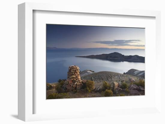 Stack of Prayer Stones on Isla del Sol (Island of the Sun), Lake Titicaca, Bolivia, South America-Ian Trower-Framed Photographic Print