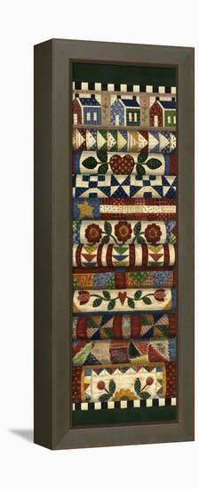 Stack of Quilts with Dark Green Border 2-Debbie McMaster-Framed Premier Image Canvas