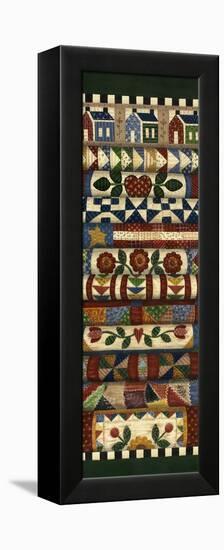 Stack of Quilts with Dark Green Border 2-Debbie McMaster-Framed Premier Image Canvas