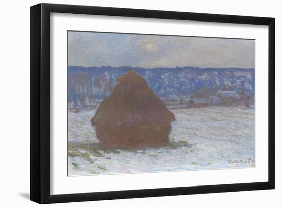 Stack of Wheat (Snow Effect, Overcast Day), 1890-91-Claude Monet-Framed Giclee Print