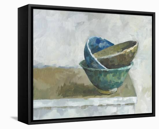 Stacked Bowls on a Table-Steven Johnson-Framed Stretched Canvas