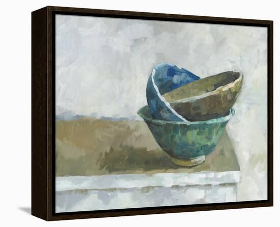 Stacked Bowls on a Table-Steven Johnson-Framed Stretched Canvas