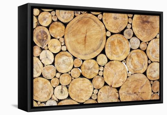 Stacked Logs Background-wasja-Framed Premier Image Canvas