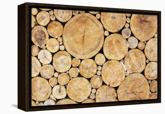 Stacked Logs Background-wasja-Framed Premier Image Canvas