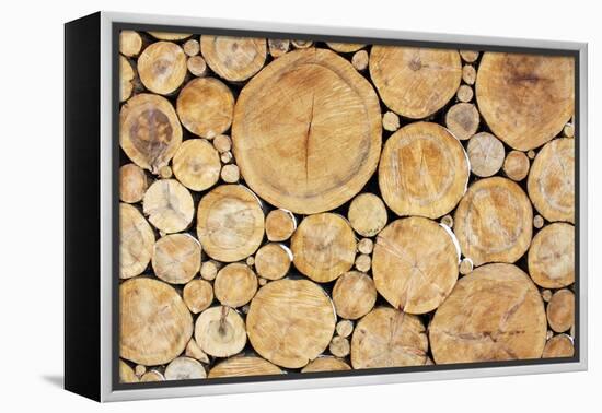 Stacked Logs Background-wasja-Framed Premier Image Canvas