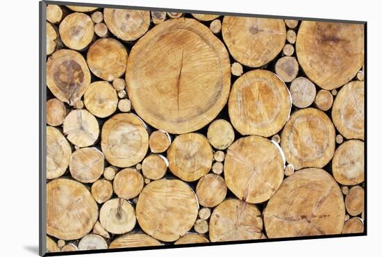 Stacked Logs Background-wasja-Mounted Photographic Print