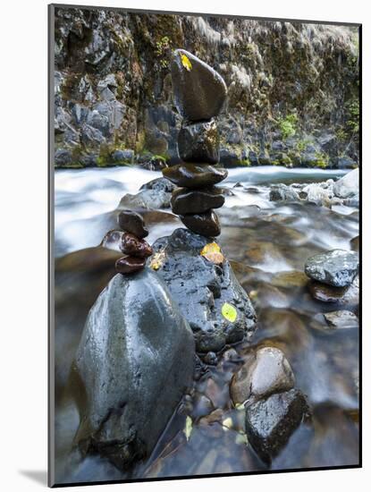 Stacked Rock Formations in the South Fork of the Walla Walla River, Milton-Freewater, Oregon, USA-Brent Bergherm-Mounted Photographic Print