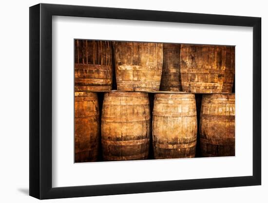 Stacked Whisky Barrels in Vintage Style-MartinM303-Framed Photographic Print