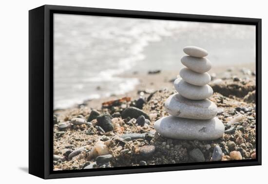 Stacked White Sea Stones-Deyan Georgiev-Framed Premier Image Canvas