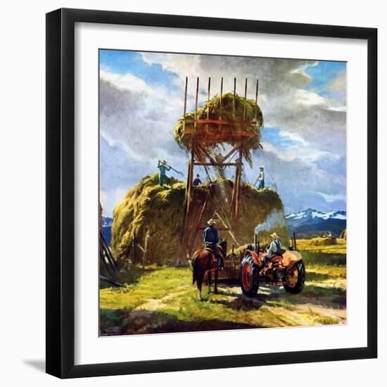 "Stacking Hay,"July 1, 1950-Pleisner-Framed Giclee Print