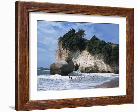 Stacks and Arches, Whitianga White Chalk Cliffs, Coromandel, North Island, New Zealand-Dominic Harcourt-webster-Framed Photographic Print