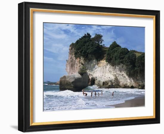 Stacks and Arches, Whitianga White Chalk Cliffs, Coromandel, North Island, New Zealand-Dominic Harcourt-webster-Framed Photographic Print