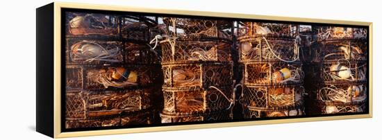 Stacks of empty crab pots, California, USA-Panoramic Images-Framed Premier Image Canvas