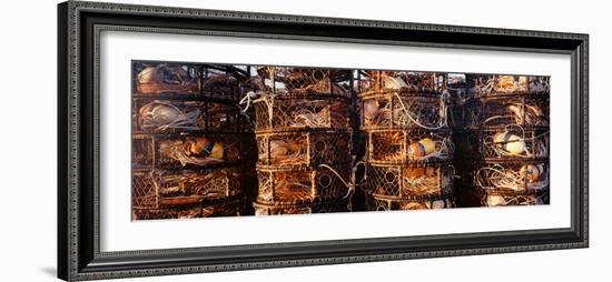 Stacks of empty crab pots, California, USA-Panoramic Images-Framed Photographic Print