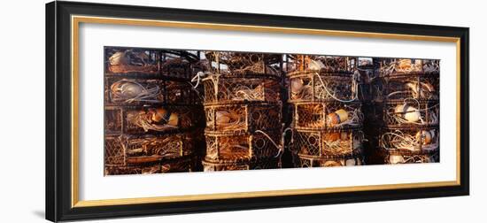 Stacks of empty crab pots, California, USA-Panoramic Images-Framed Photographic Print