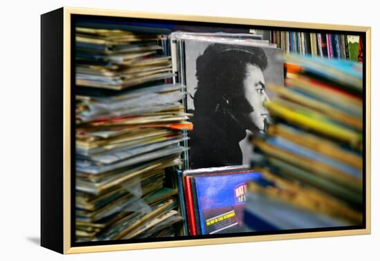Stacks of Records-null-Framed Stretched Canvas