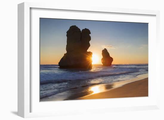 Stacks of Twelve Apostles at Gibson Steps, Port Campbell National Park, Great Ocean Road, Victoria,-Ian Trower-Framed Photographic Print