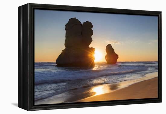 Stacks of Twelve Apostles at Gibson Steps, Port Campbell National Park, Great Ocean Road, Victoria,-Ian Trower-Framed Premier Image Canvas