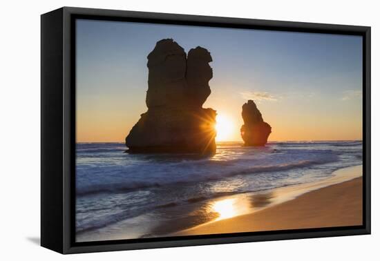 Stacks of Twelve Apostles at Gibson Steps, Port Campbell National Park, Great Ocean Road, Victoria,-Ian Trower-Framed Premier Image Canvas