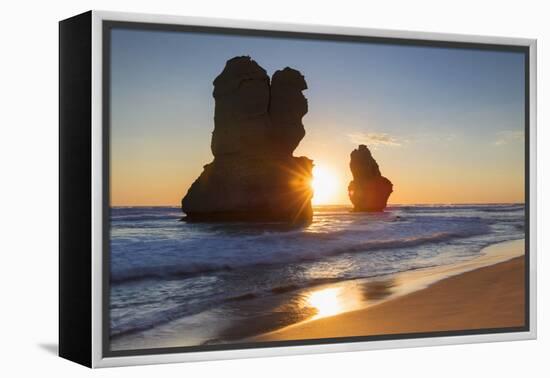 Stacks of Twelve Apostles at Gibson Steps, Port Campbell National Park, Great Ocean Road, Victoria,-Ian Trower-Framed Premier Image Canvas