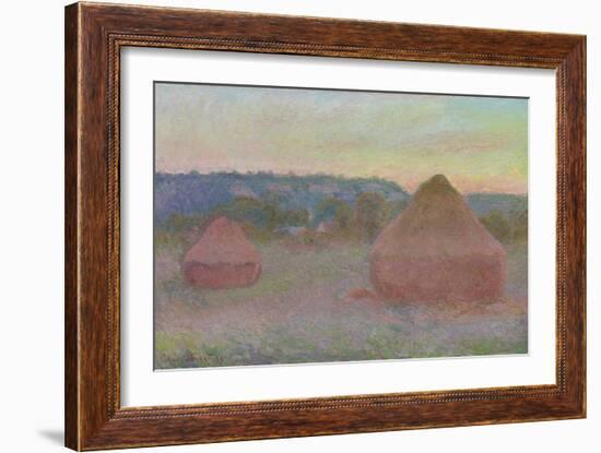 Stacks of Wheat (End of Day, Autumn), 1890-91-Claude Monet-Framed Giclee Print