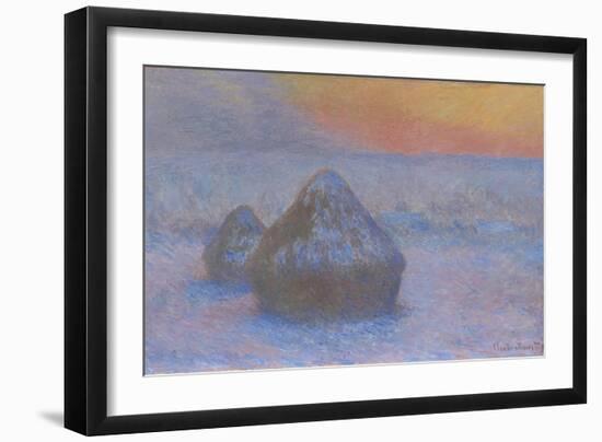 Stacks of Wheat (Sunset, Snow Effect), 1890-91-Claude Monet-Framed Giclee Print