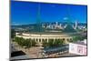 Stadium in skyline of Portland, OR-null-Mounted Photographic Print