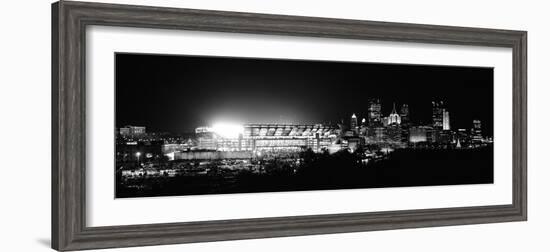 Stadium Lit Up at Night in a City, Heinz Field, Three Rivers Stadium, Pittsburgh, Pennsylvania, USA-null-Framed Photographic Print